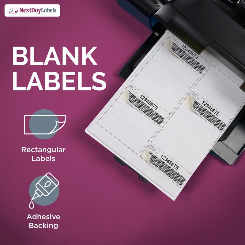 NextDayLabels â€“ 4" x 1-1/3" Rectangular Sticker Labels for Printer - White Laser/Inkjet Printer Labels Return Address Labels Shipping Label Stickers (50 Sheets, 14 Per Sheet, 700 Labels) - Image 5